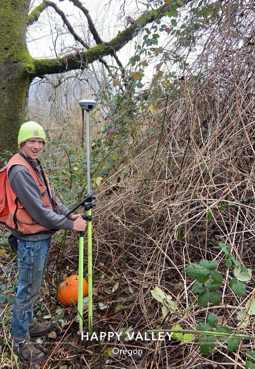 KLS surveyor using GPS equipment in Happy Valley, Oregon