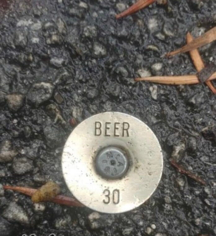 Close view of a survey monument marked BEER 30